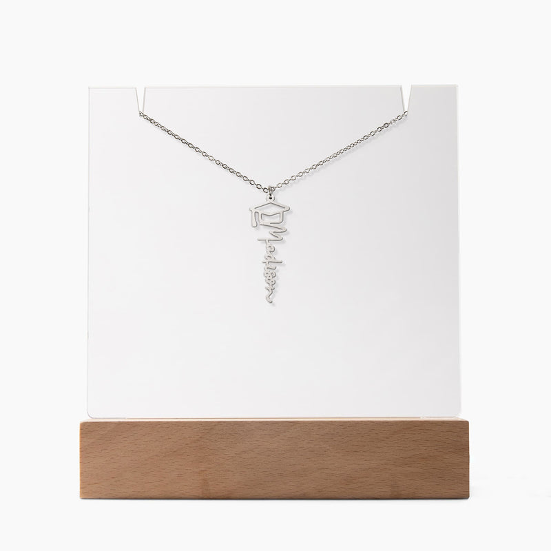 Keepsake Acrylic with Graduation Cap Name Necklace Bundle