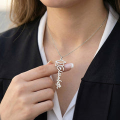 Graduation Cap Name Necklace